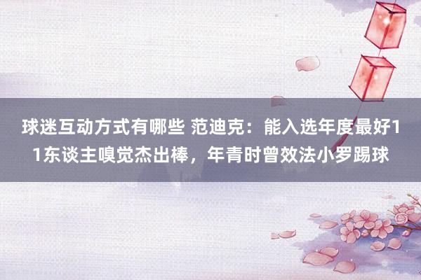 球迷互动方式有哪些 范迪克：能入选年度最好11东谈主嗅觉杰出棒，年青时曾效法小罗踢球