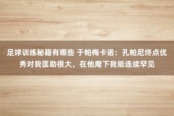 足球训练秘籍有哪些 于帕梅卡诺：孔帕尼终点优秀对我匡助很大，在他麾下我能连续罕见