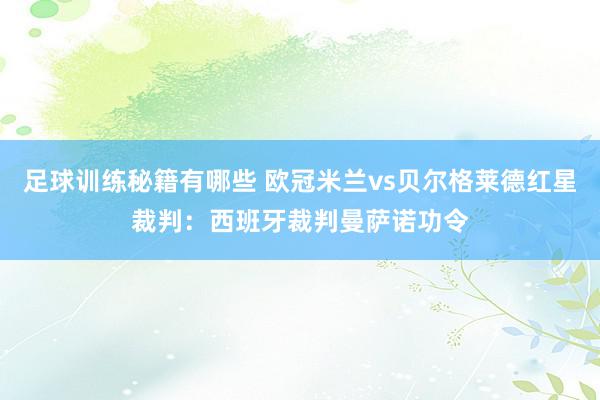 足球训练秘籍有哪些 欧冠米兰vs贝尔格莱德红星裁判：西班牙裁判曼萨诺功令