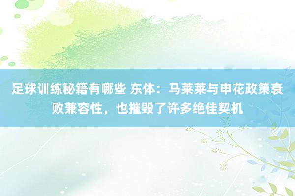 足球训练秘籍有哪些 东体：马莱莱与申花政策衰败兼容性，也摧毁了许多绝佳契机