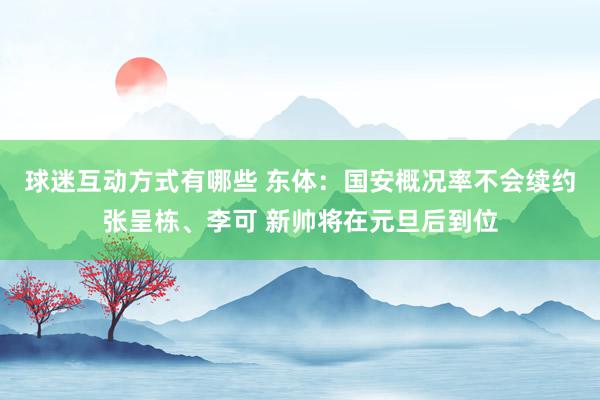 球迷互动方式有哪些 东体：国安概况率不会续约张呈栋、李可 新帅将在元旦后到位