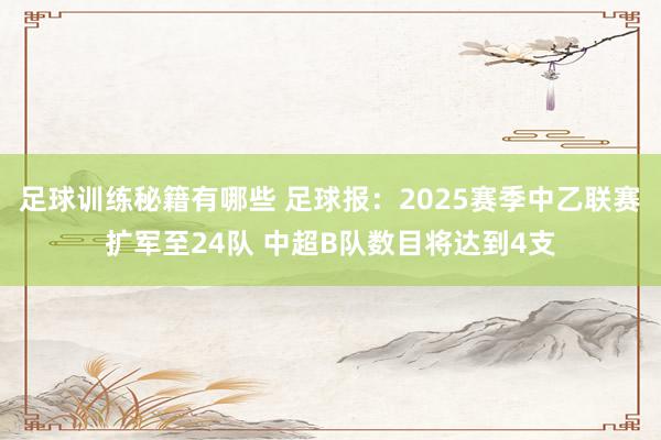 足球训练秘籍有哪些 足球报：2025赛季中乙联赛扩军至24队 中超B队数目将达到4支