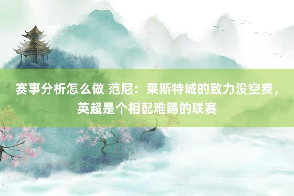 赛事分析怎么做 范尼：莱斯特城的致力没空费，英超是个相配难踢的联赛