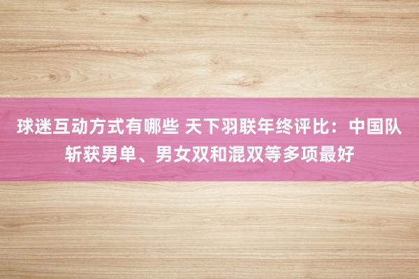 球迷互动方式有哪些 天下羽联年终评比：中国队斩获男单、男女双和混双等多项最好