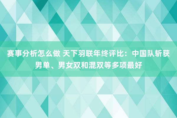 赛事分析怎么做 天下羽联年终评比：中国队斩获男单、男女双和混双等多项最好